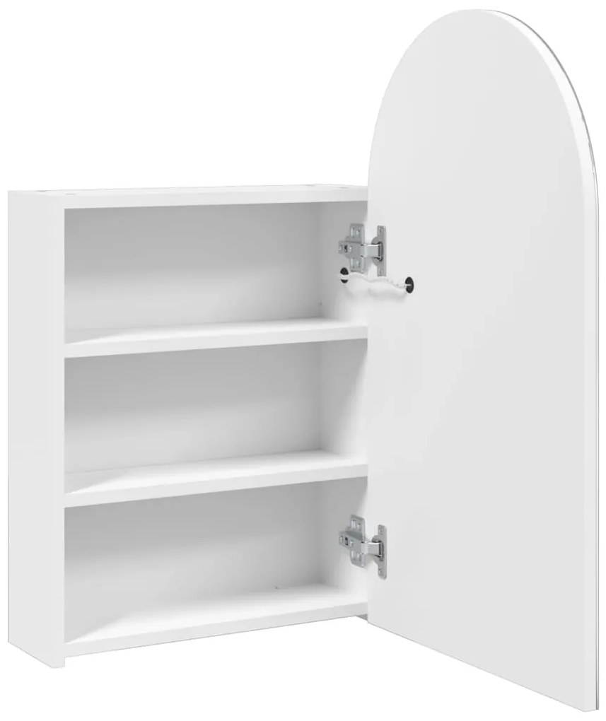 Armário espelhado arqueado p/ casa de banho c/ luz LED branco