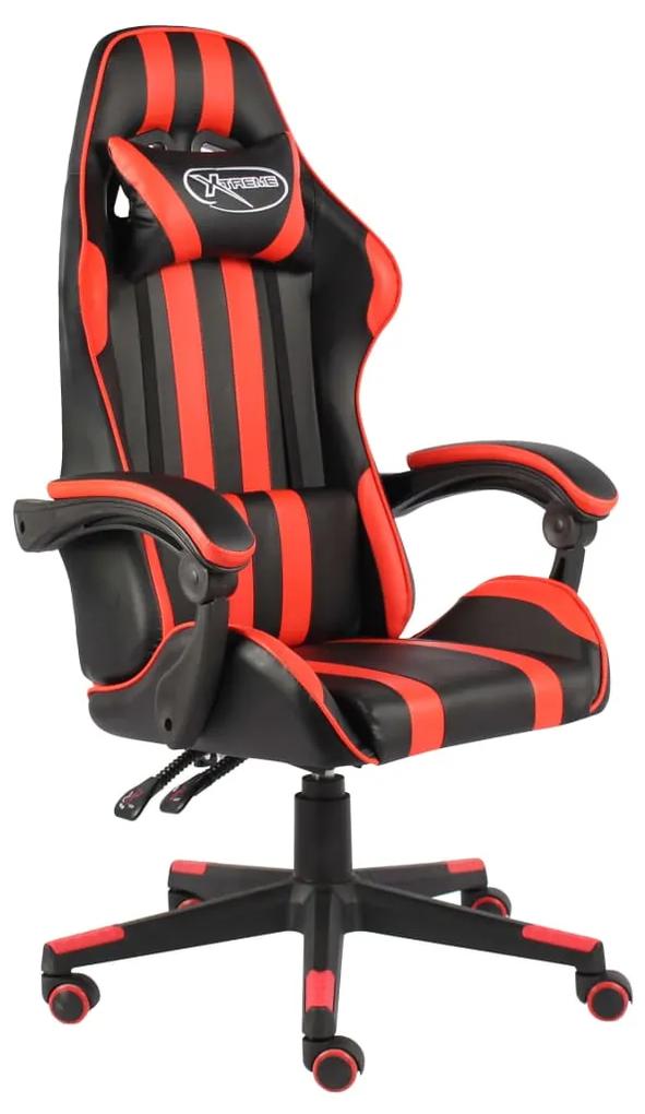 20519 vidaXL Cadeira estilo corrida couro artificial preto e vermelho