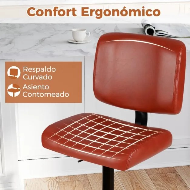 Conjunto de 2 bancos giratórios de bar com altura ajustável, assento em PU acolchoado e apoio para os pés para sala de jantar, ilha de cozinha ou pub,
