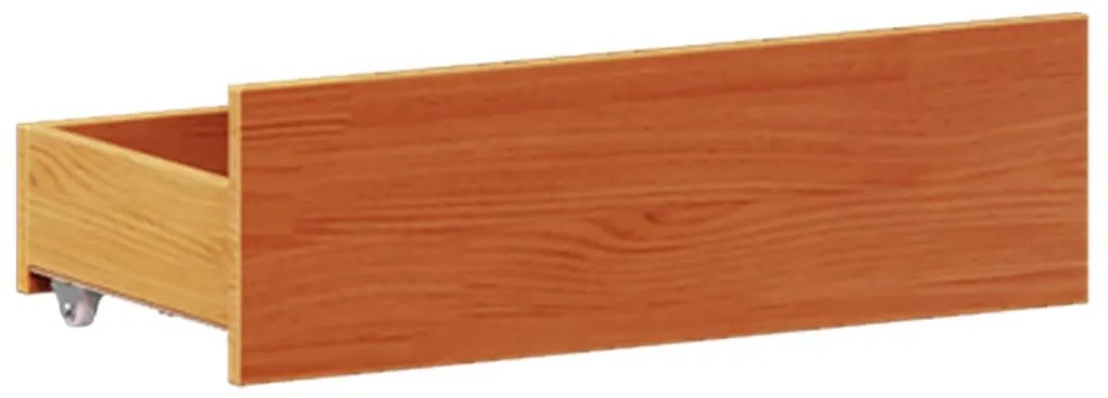 Cama sem colchão com cabeceira pinho maciço castanho-mel