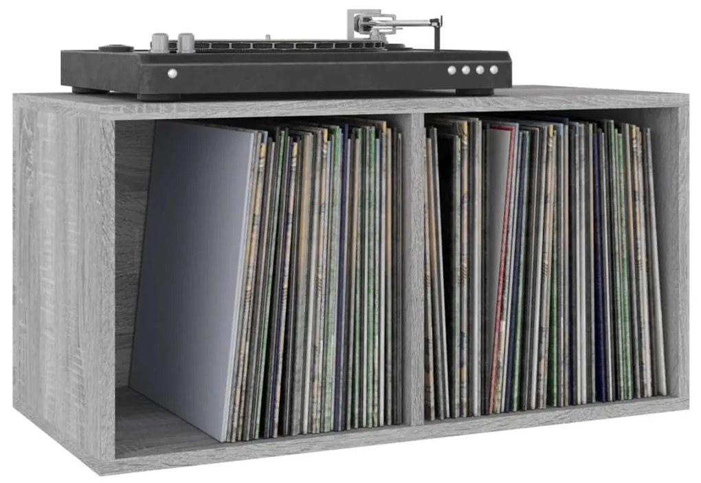 Caixa discos vinil 71x34x36cm derivados madeira cinzento sonoma