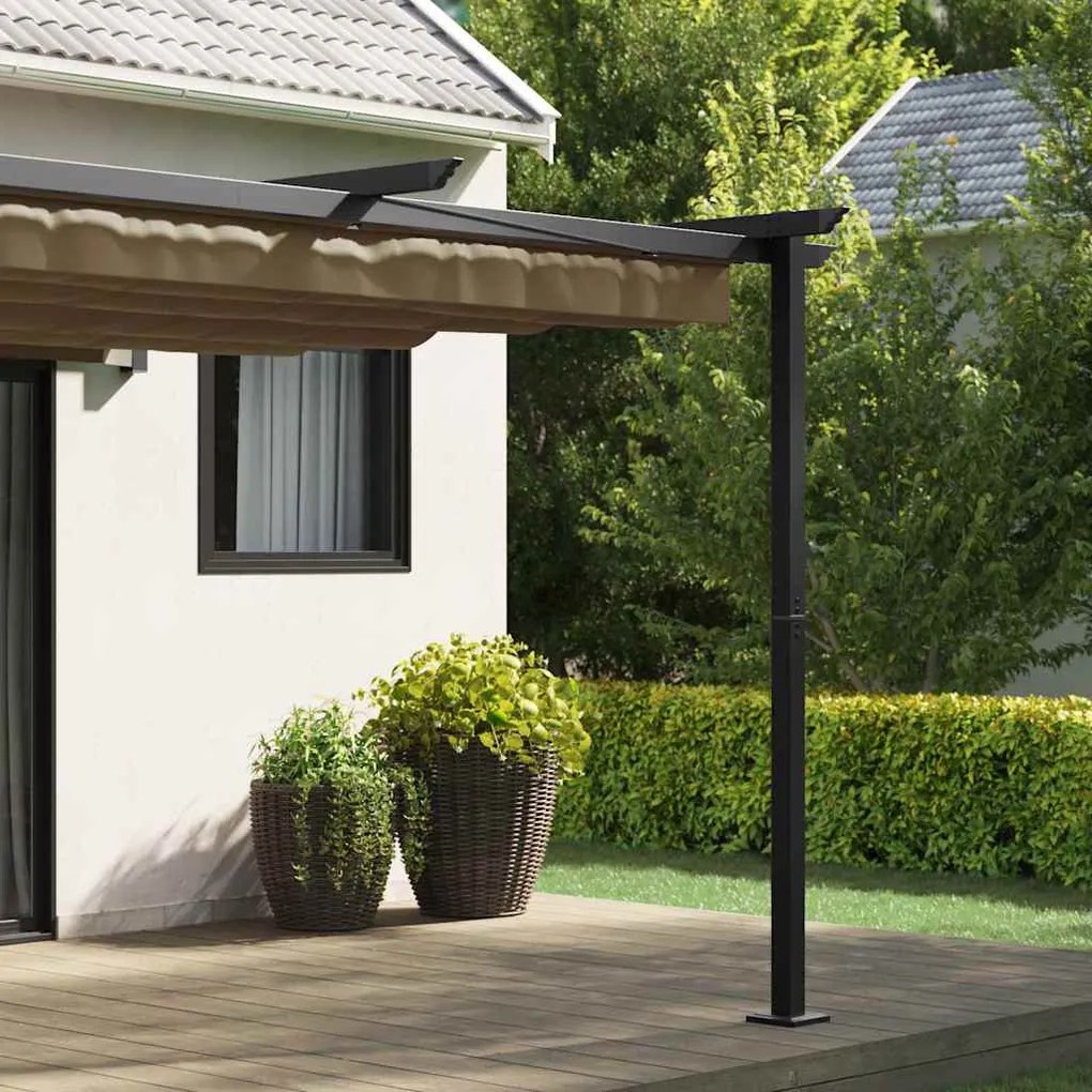 Gazebo Montado na Parede Cinzento-acastanhado 3 x 3 m Aço