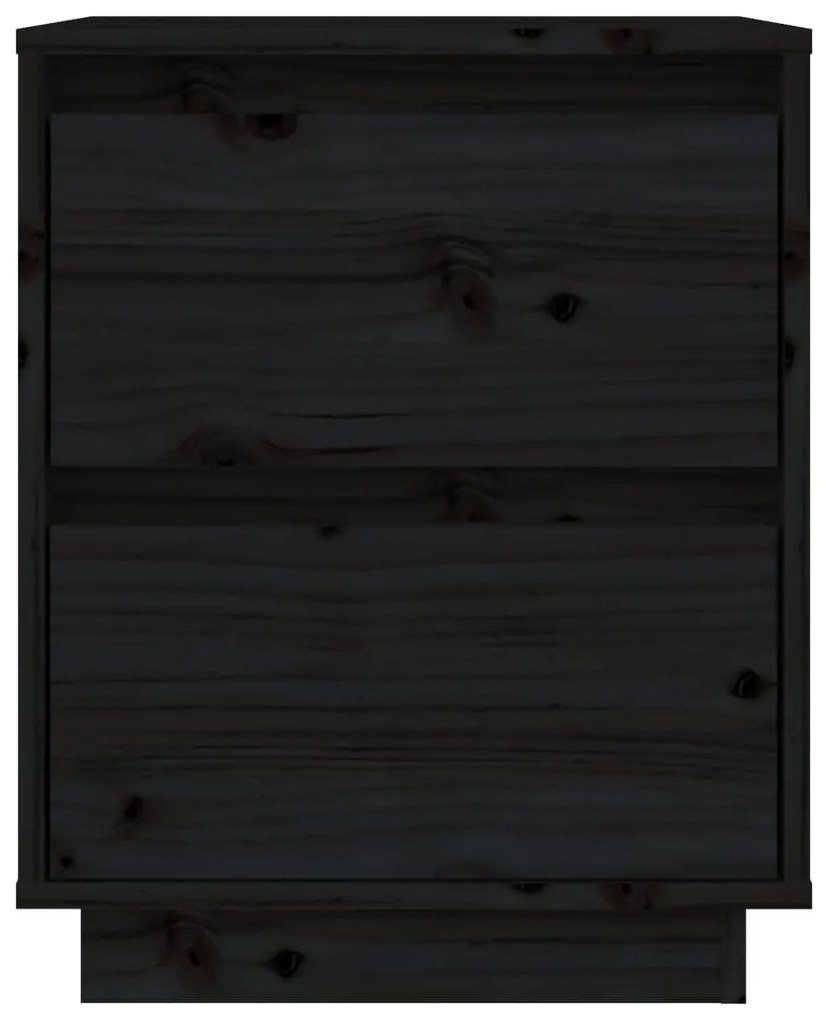 Mesas de cabeceira 2 pcs 40x35x50 cm pinho maciço preto