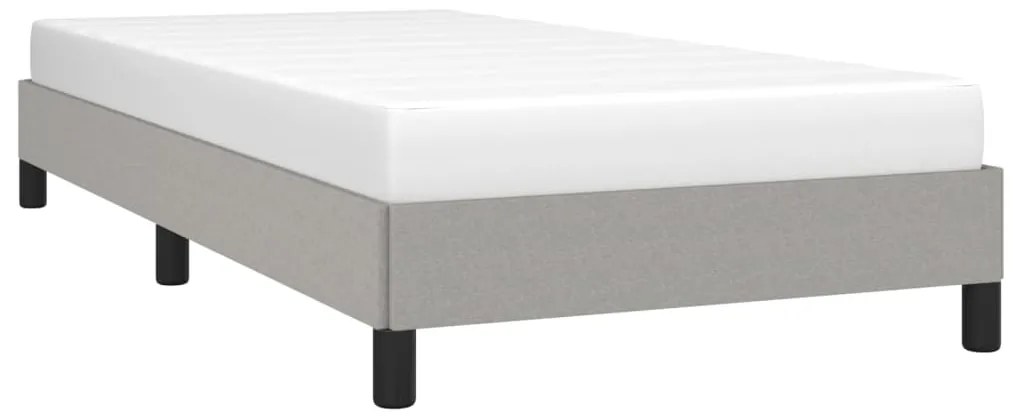 Estrutura de cama sem colchão 100x200 cm tecido cinzento-claro