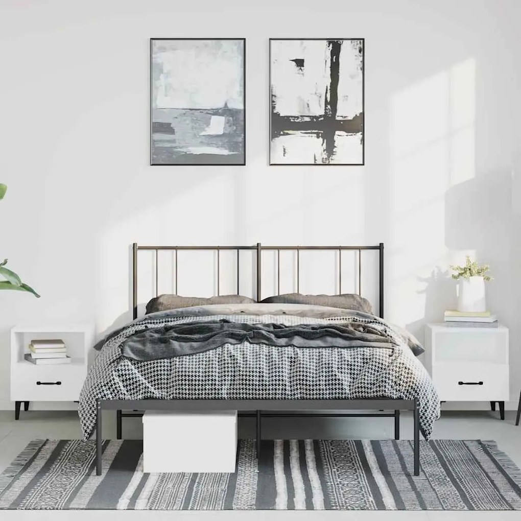 Estrutura de cama com cabeceira 135x190 cm metal preto