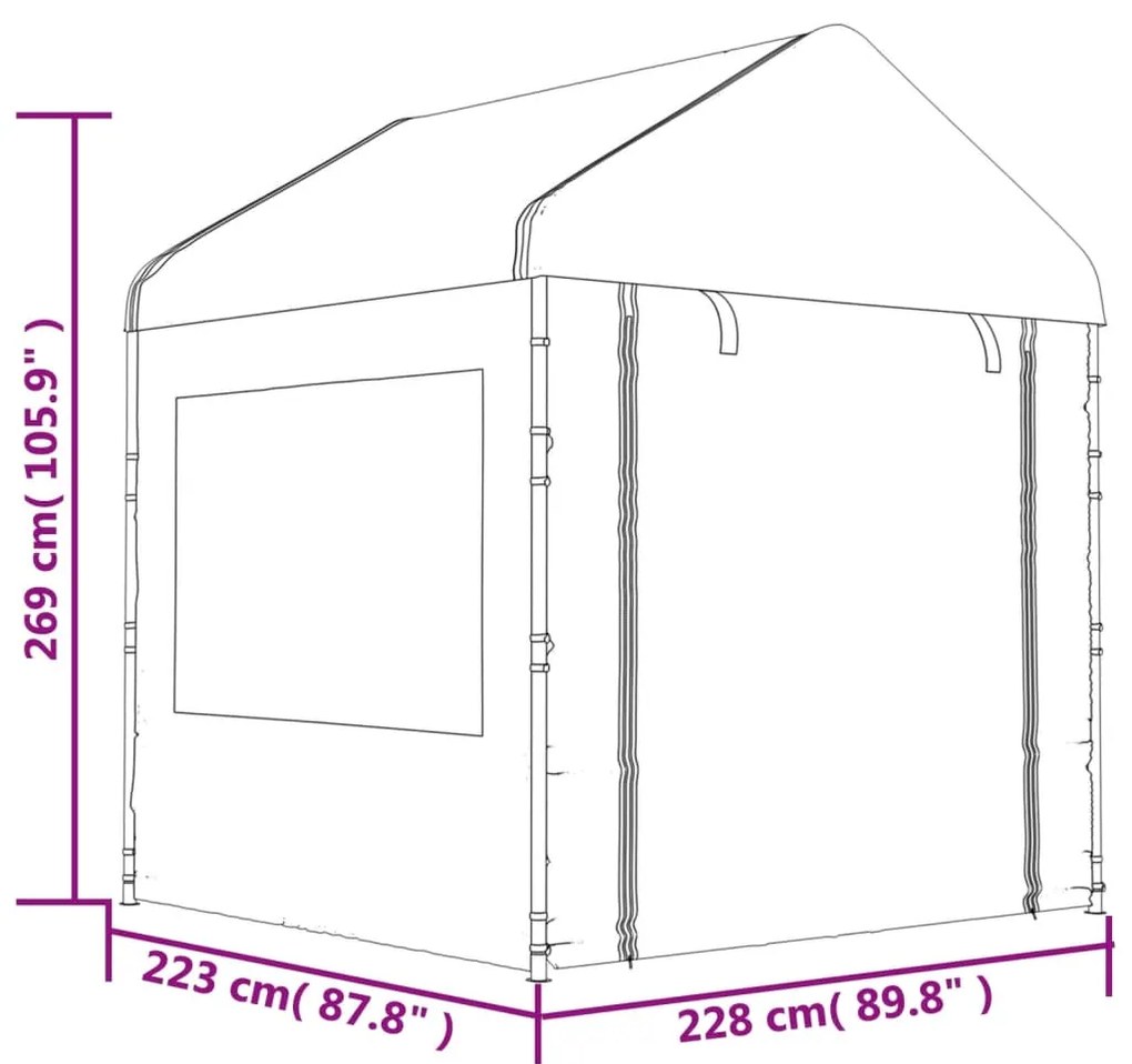 Tenda de Eventos com telhado 2,28x2,23x2,69 m polietileno branco