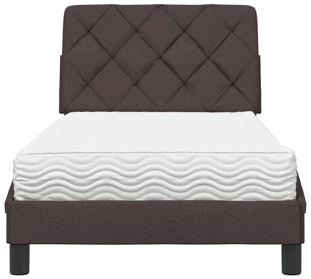Cama com colchão 90x190 cm tecido castanho-escuro