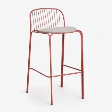 Pack De 4 Bancos Altos De Jardim Em Aço Anerina Terracota & ↑75 Cm & Bege Avelã - Sklum