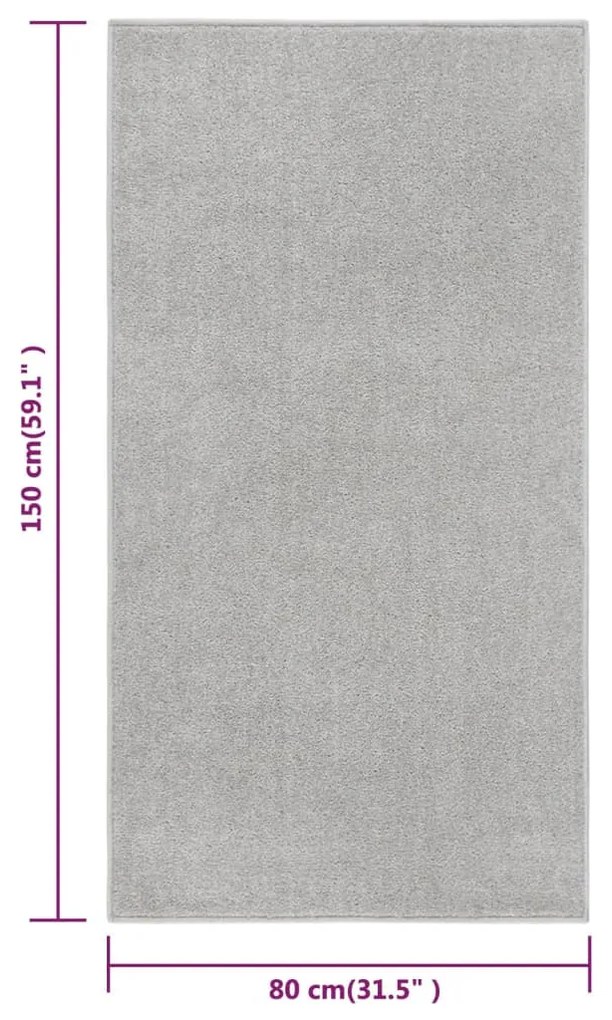Tapete de pelo curto 80x150 cm cinzento-claro