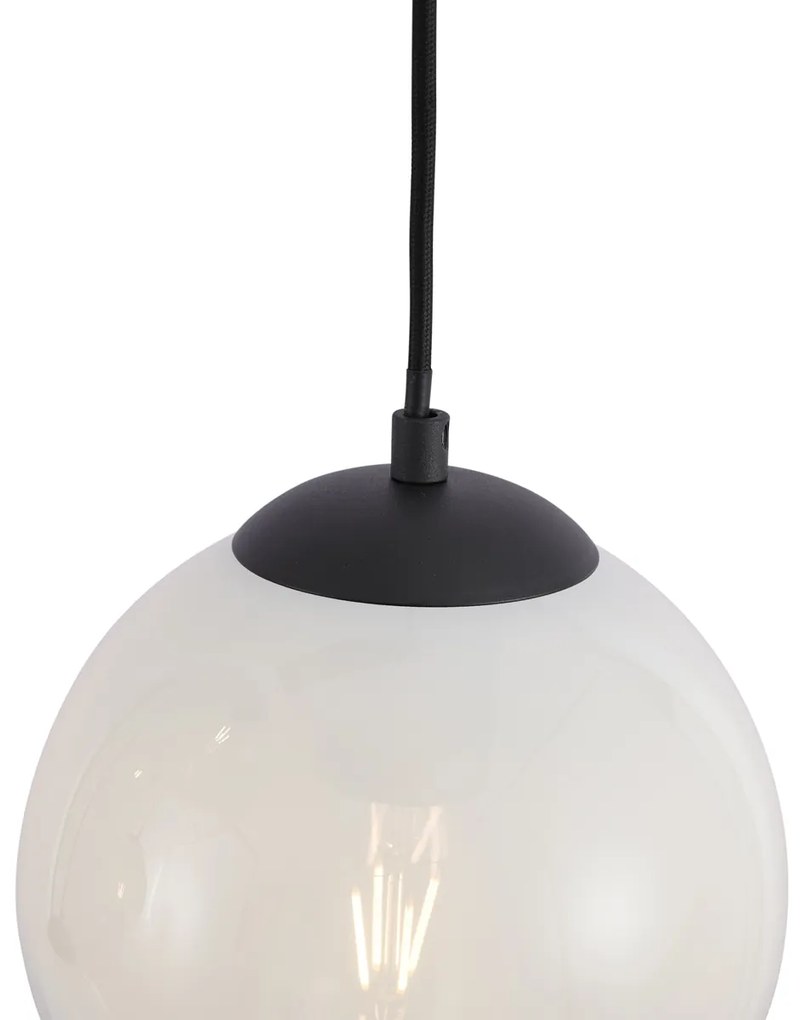 Candeeiro suspenso moderno preto com vidro branco retangular 6-luzes - Misty Moderno