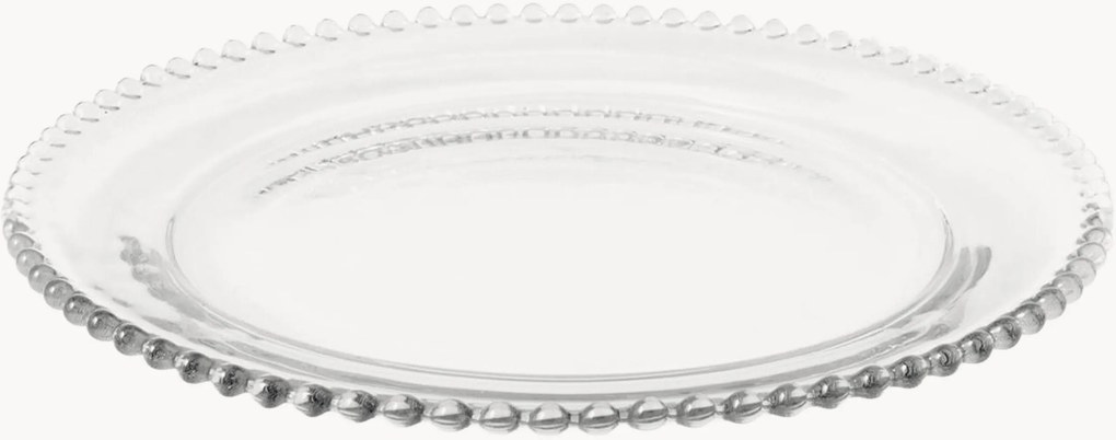 Pratos redondos em vidro com borda de contas Collier, conjunto de 12