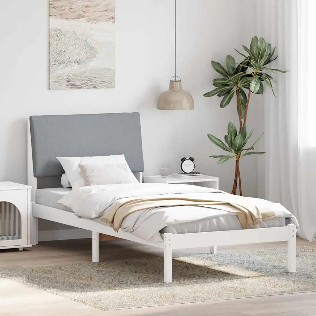vidaXL Estrutura da cama Branco e cinza claro 90 x 200 cm