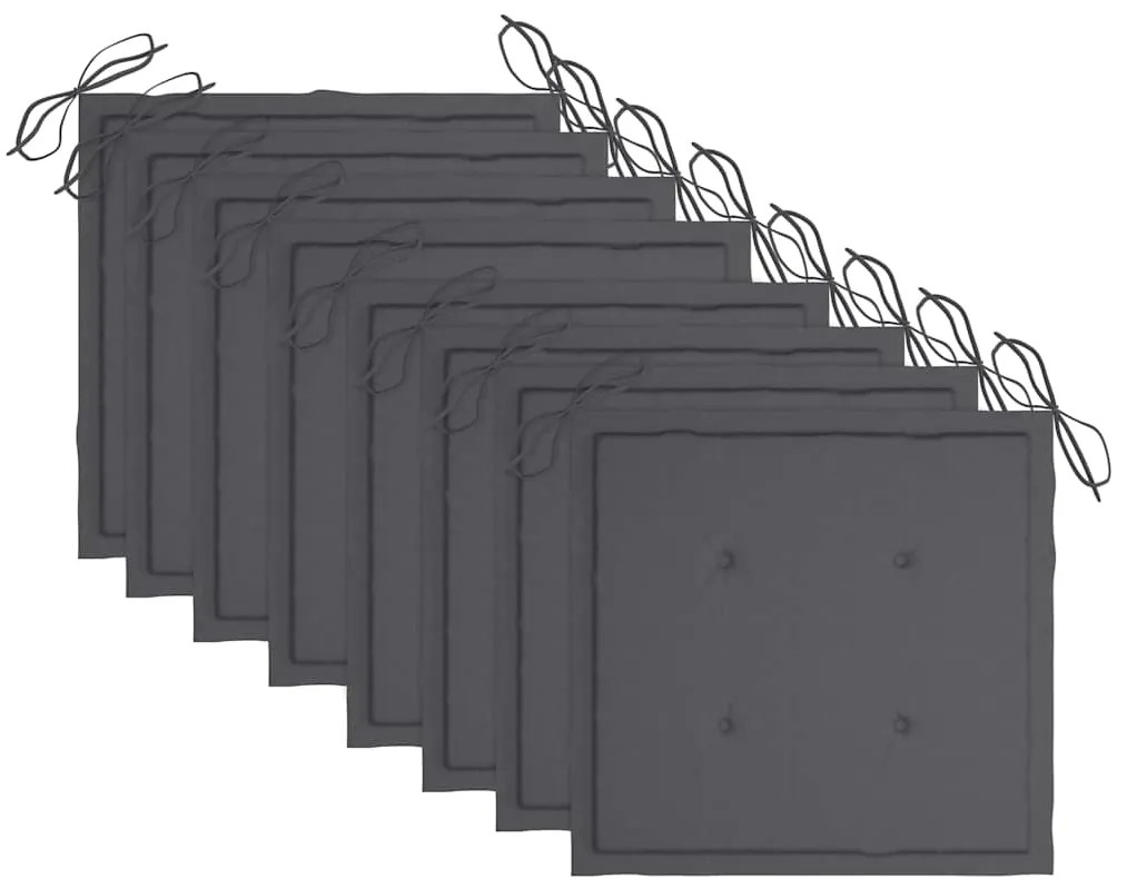 Cadeiras de jardim dobráveis 8 pcs c/ almofadões acácia maciça