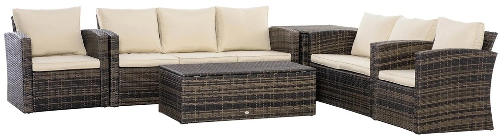 Conjunto de Jardim “Skagen” em Vime 6 Peças – Sofás e Poltronas com Me