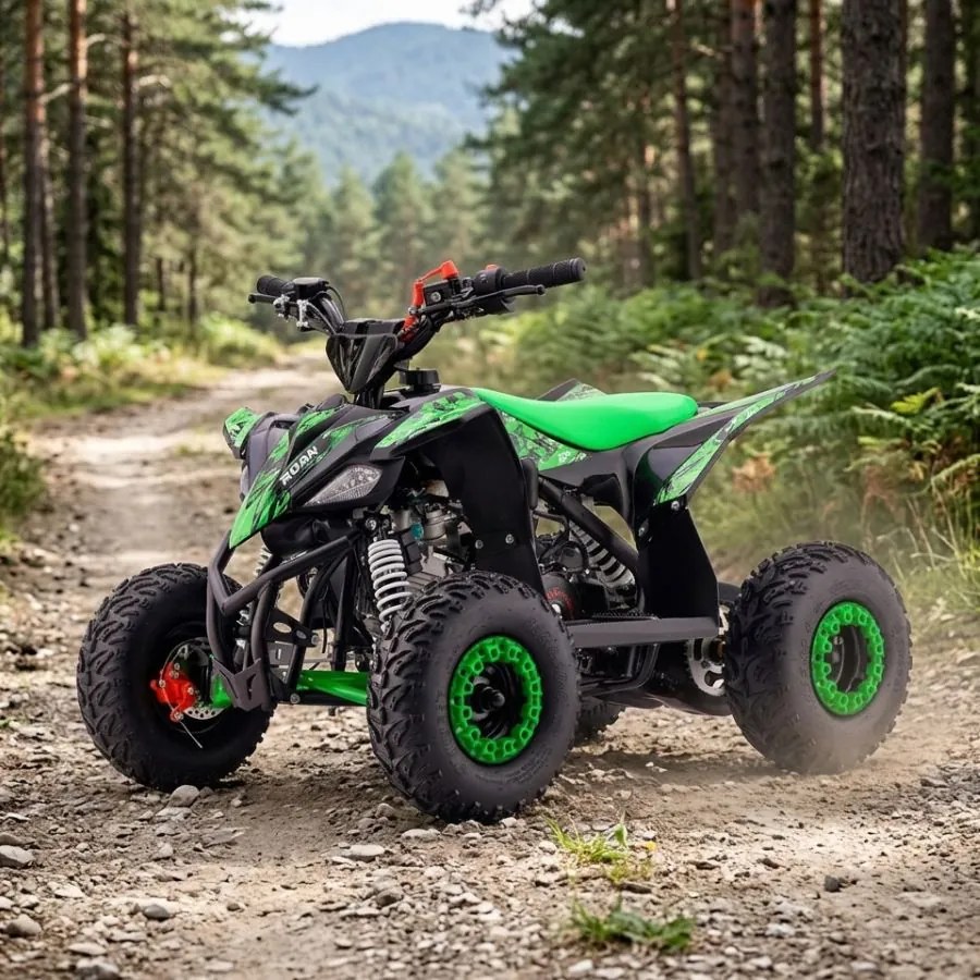 Mini moto 4 gasolina para crianças de gasolina 110cc Roan Ratte R6 R-N-1,C/ marcha-atrás e limitador velocidade Verde