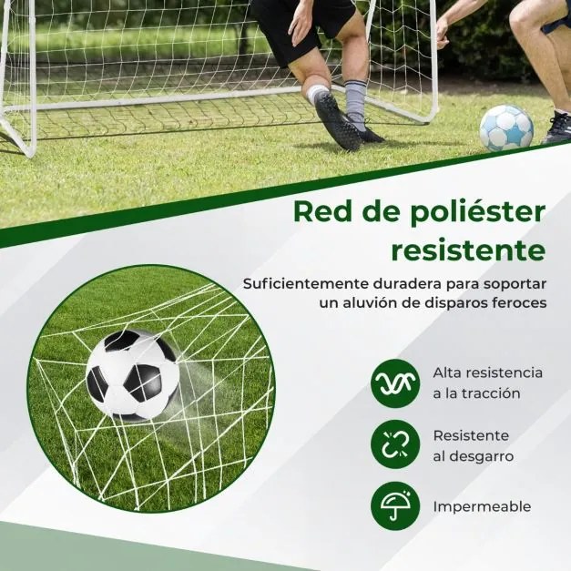 Baliza de futebol para crianças 215 x 152 x 76 cm com Rede de futebol para futebol ao ar livre para crianças branca