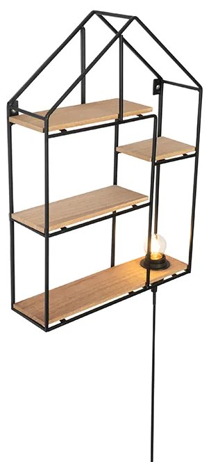 Aplique industrial preto madeira 49cm - HISO Industrial