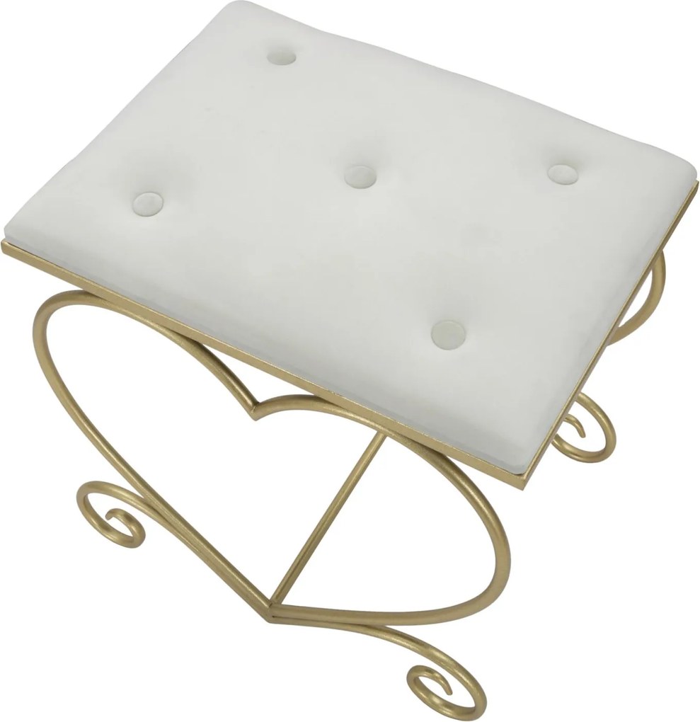 BANCO CORAÇÃO 50X37,5X51,5 CM DOURADO E CREME