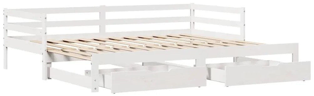 Sofá-cama c/ gavetas 90x200cm madeira de pinho maciça branco