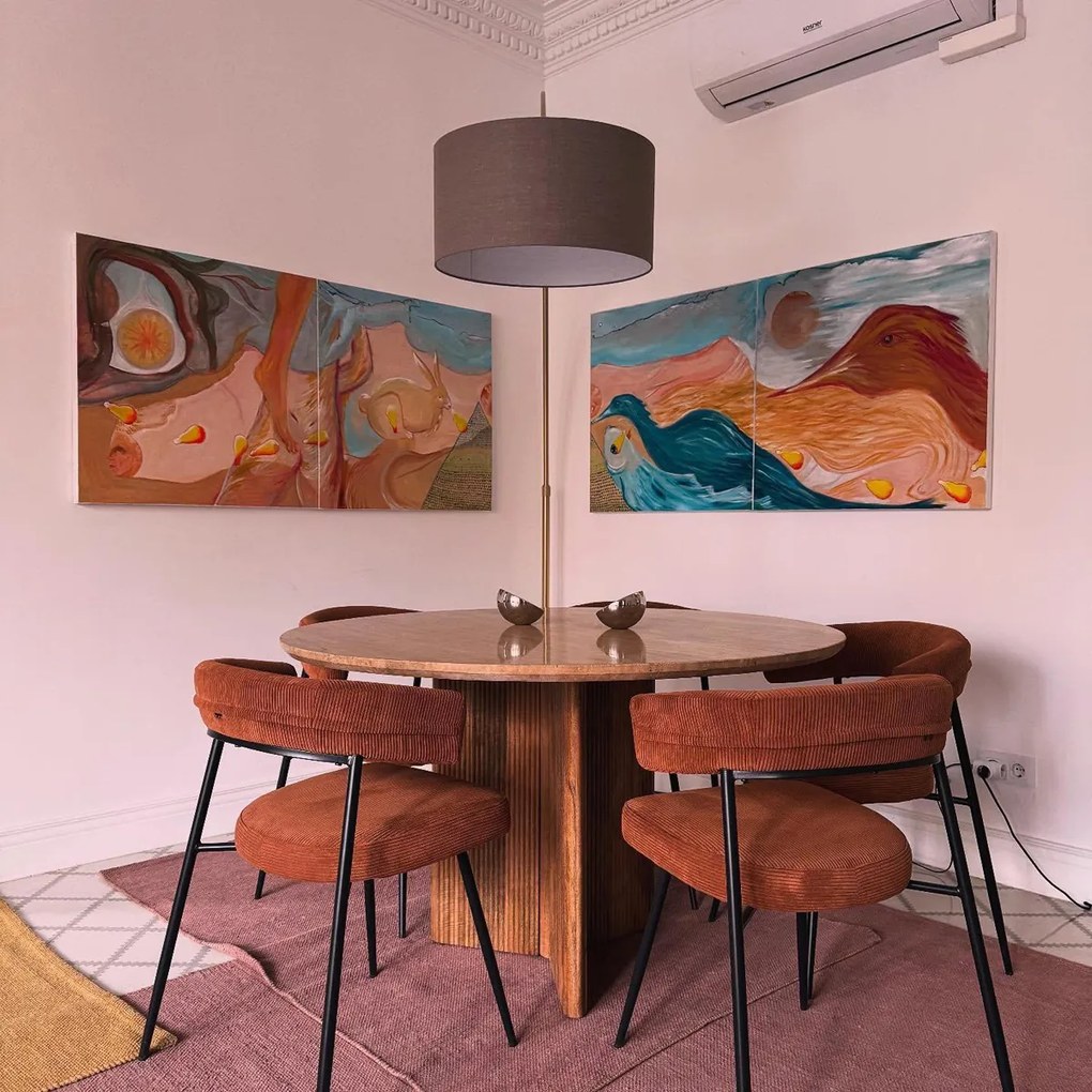 Candeeiro de Arco em Latão com Base em Mármore Branco Ajustável - XXL