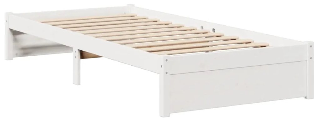 Cama com estante sem colchão 100x200 cm pinho maciço branco