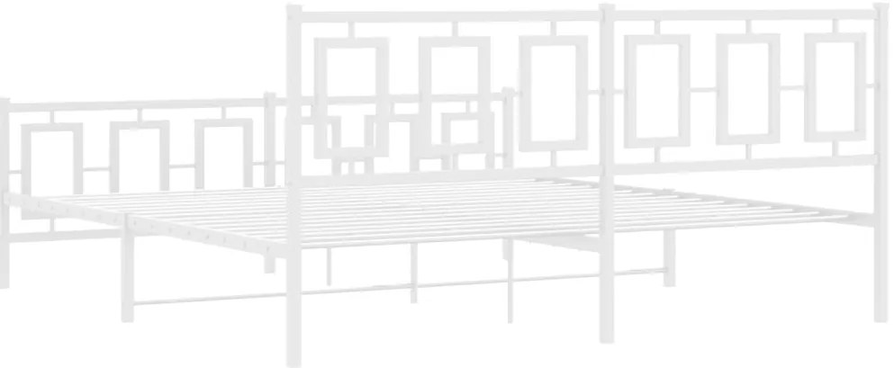 Estrutura de cama com cabeceira e pés 180x200 cm metal branco