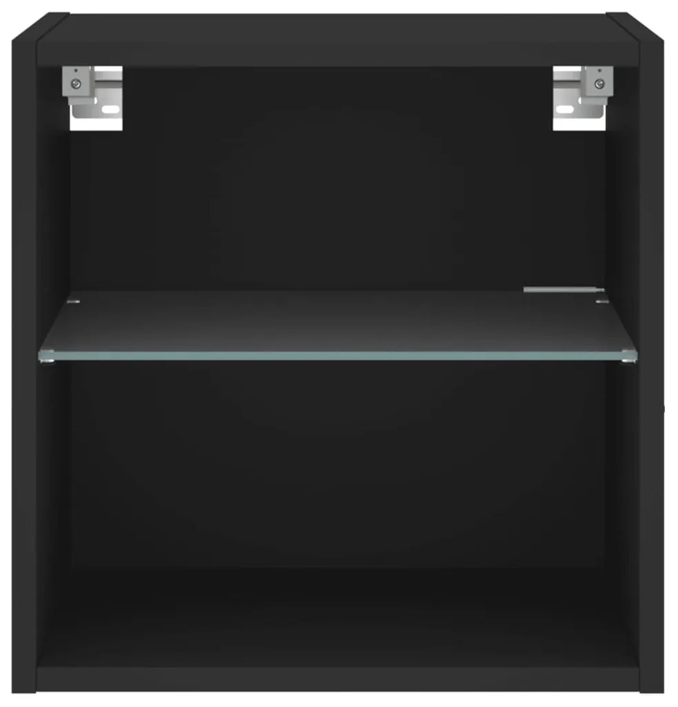Mesa de cabeceira de parede com luzes LED preto