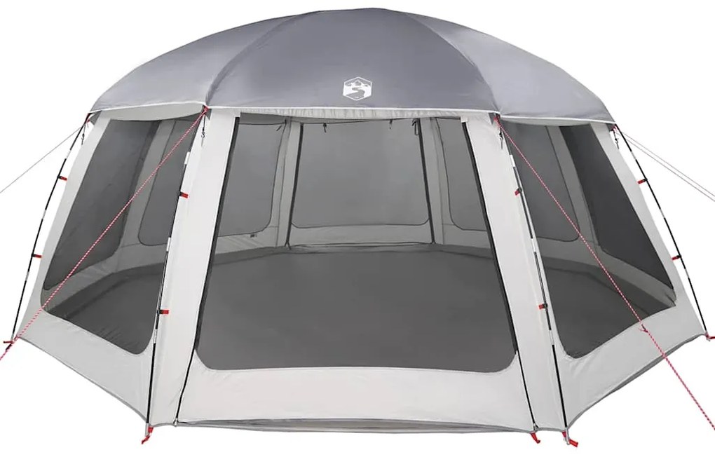Tenda para piscina c/ mosca amovível e paredes de rede cinzento