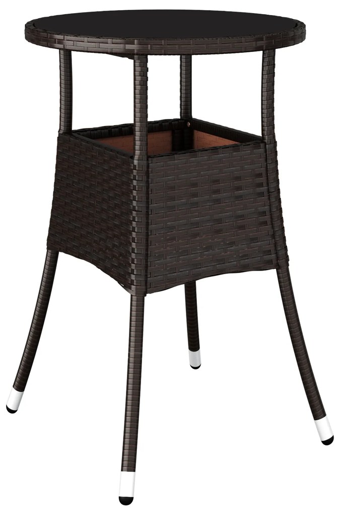 Conjunto de Jantar 5 Peças Jardim Castanho Polirattan