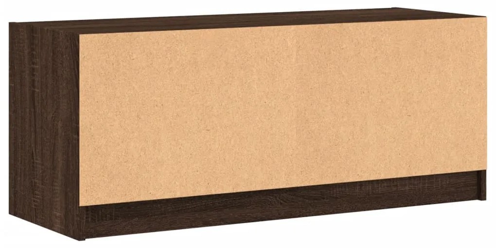 Móvel de TV c/ portas de vidro 102x37x42 cm carvalho castanho