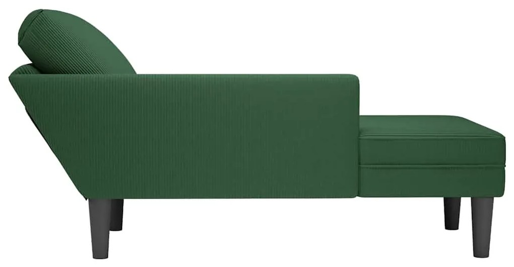 Chaise lounge com almofada tecido corduroy selva verde