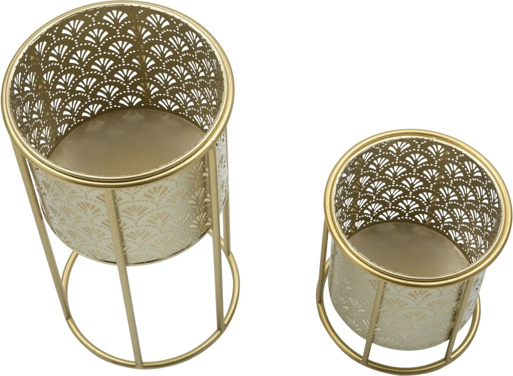 CONJUNTO DE 2 SUPORTES PARA VASOS GOLVY DOURADO Ø 21X40-19X22 CM (PLANTAS NÃO INCLUIDAS)