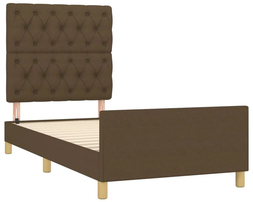 Estrutura de cama sem colchão 80x200 cm tecido castanho-escuro