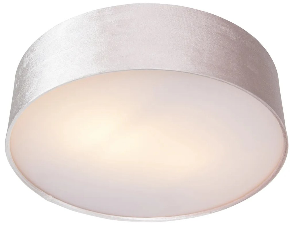 Candeeiro de teto moderno rosa 40 cm com interior dourado - Drum Moderno