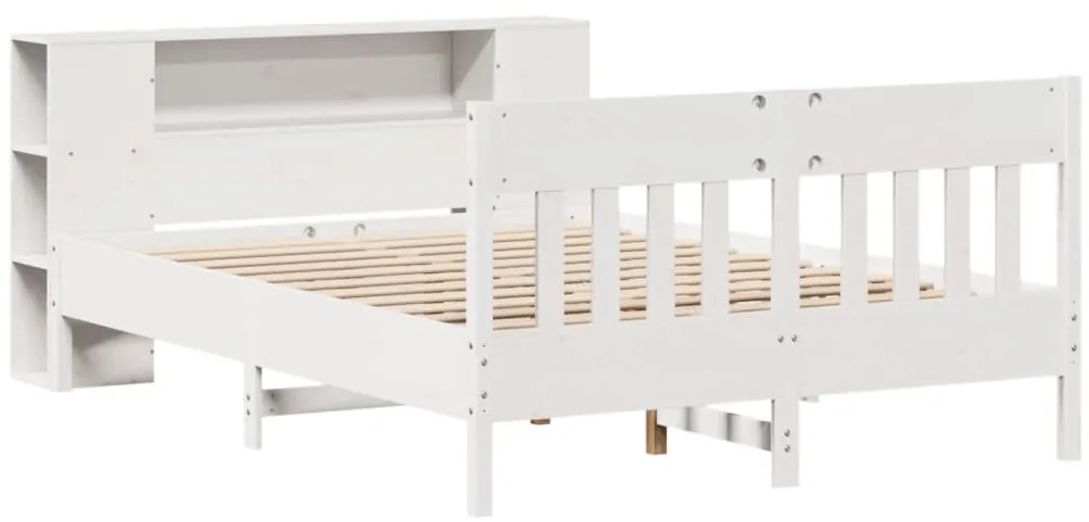 Cama com estante sem colchão 160x200 cm pinho maciço branco