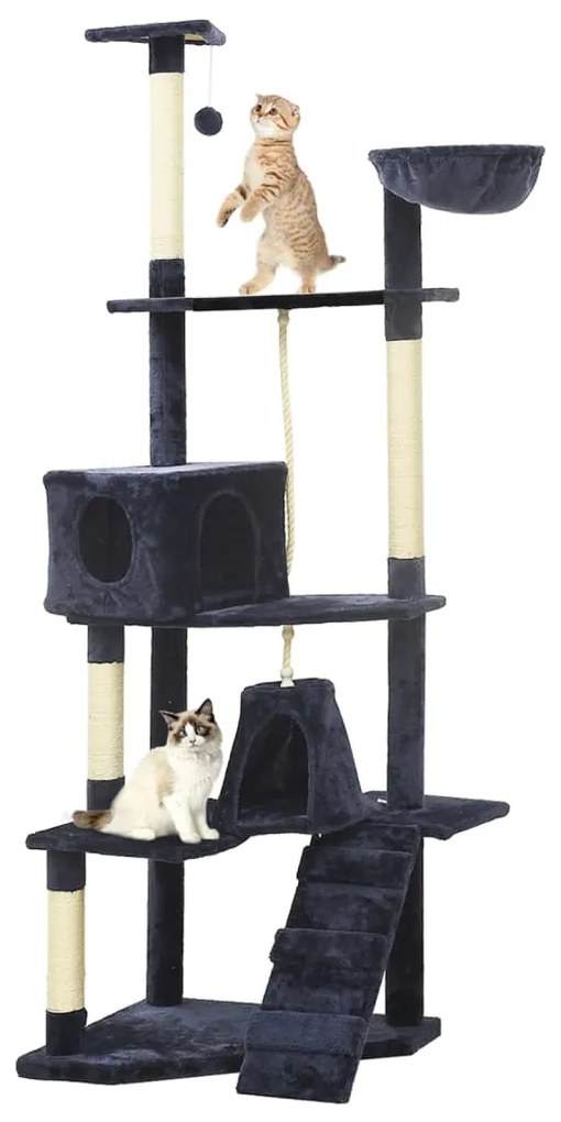 vidaXL Árvore para gatos com postes arranhadores sisal azul 191 cm