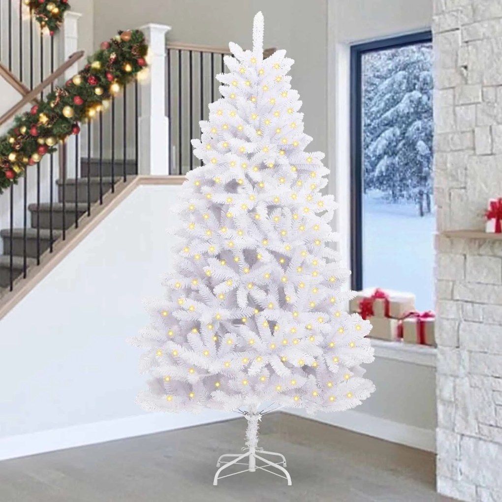 vidaXL Árvore de Natal Artificial Branco 270 cm PVC e Metal