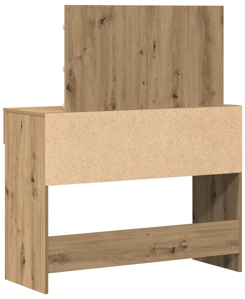 Mesa de Maquiagem com LED Carvalho Artesanal 100x40x120 cm