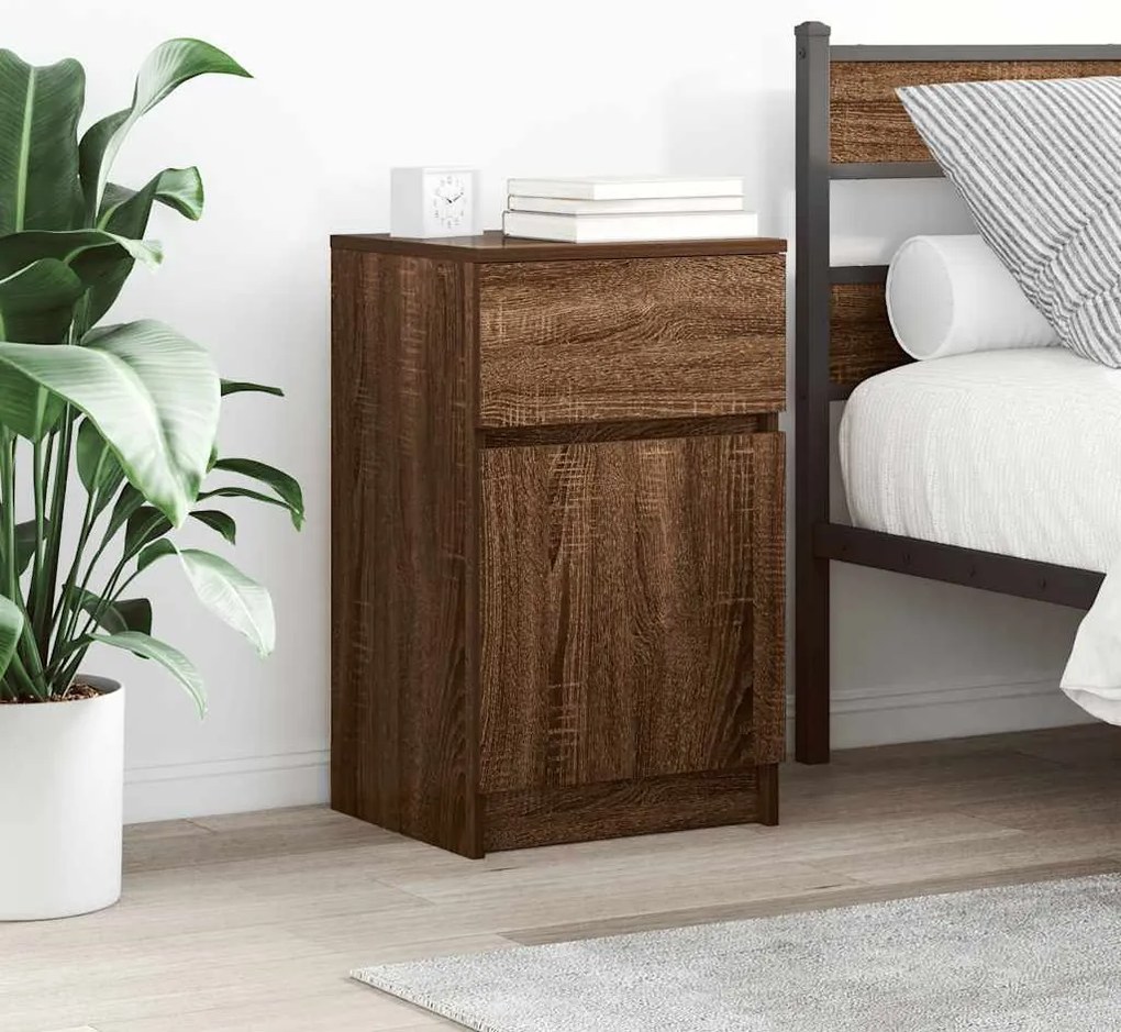vidaXL Mesa cabeceira 39x35x65 cm derivados madeira carvalho castanho