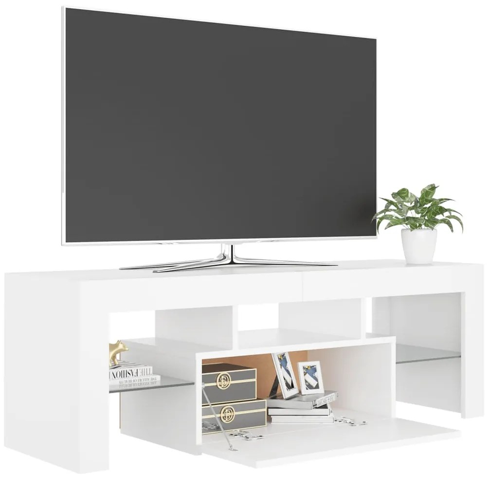 Móvel de TV com luzes LED 120x35x40 cm branco