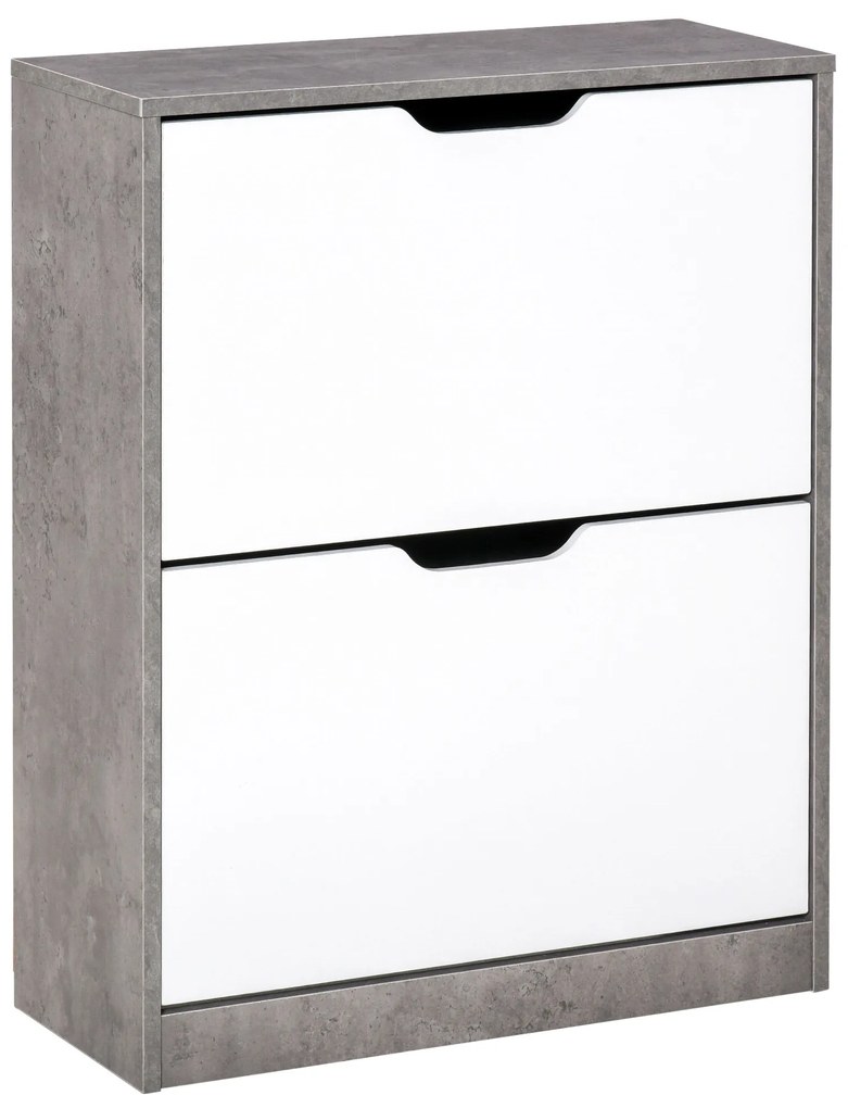 HOMCOM Sapateira Moderna com 2 Prateleiras Abatíveis para 8 Pares de Sapatos Sapateira Estreita 62,5x26x81 cm Cinza