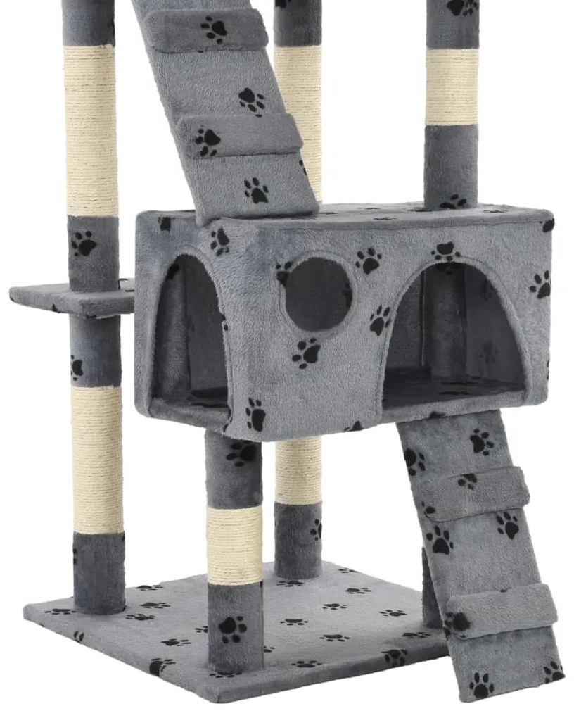 Árvore para gatos c/ postes arranhadores sisal 170 cm cinzento