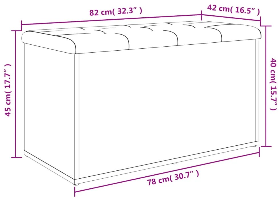 Banco de arrumação 82x42x45cm derivados madeira carvalho sonoma