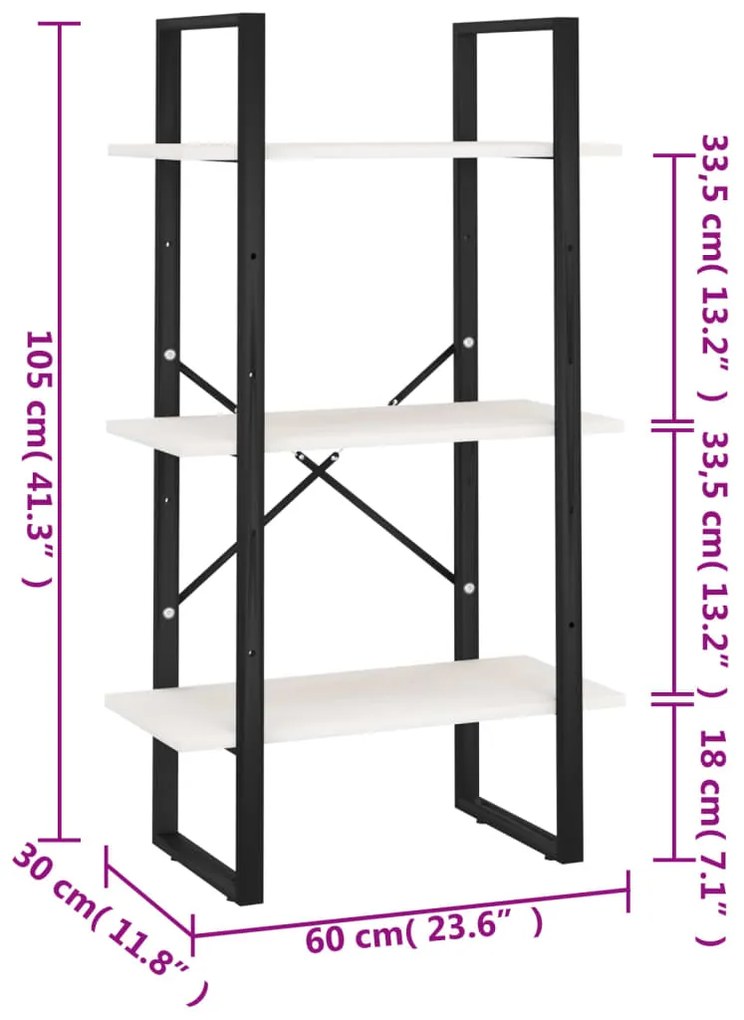 Estante 60x30x105 cm madeira de pinho maciça branco