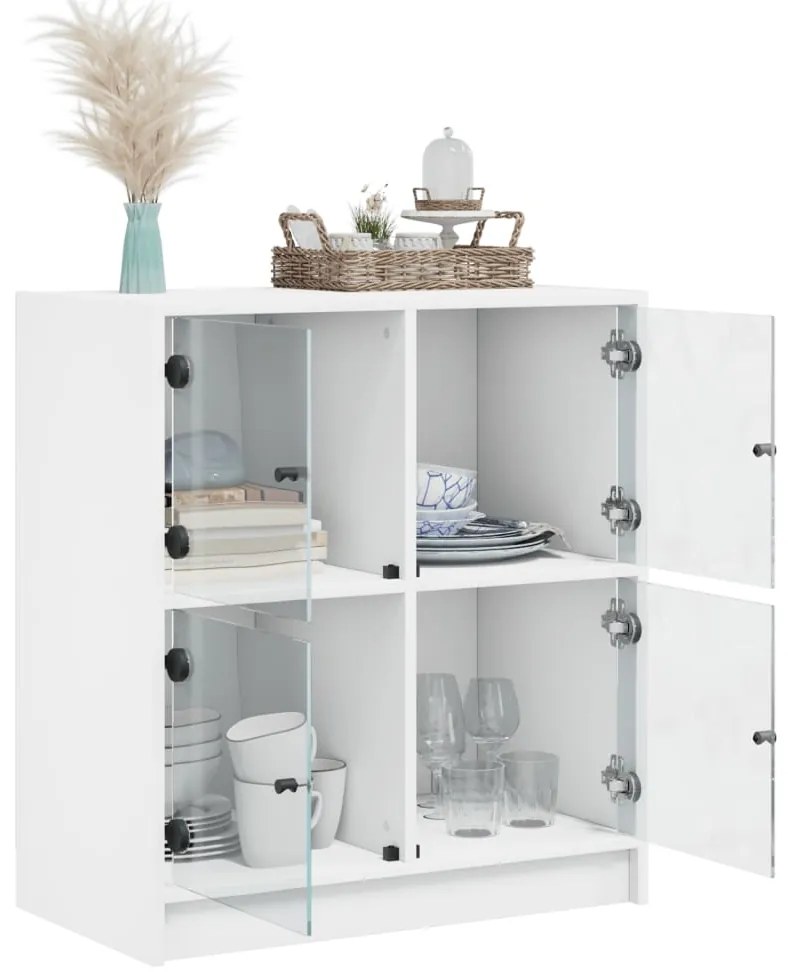 Armário de apoio c/ portas de vidro 68x37x75,5 cm branco