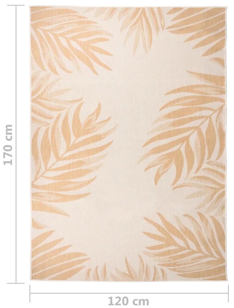 Tapete de tecido plano para exterior 120x170 cm padrão folhas