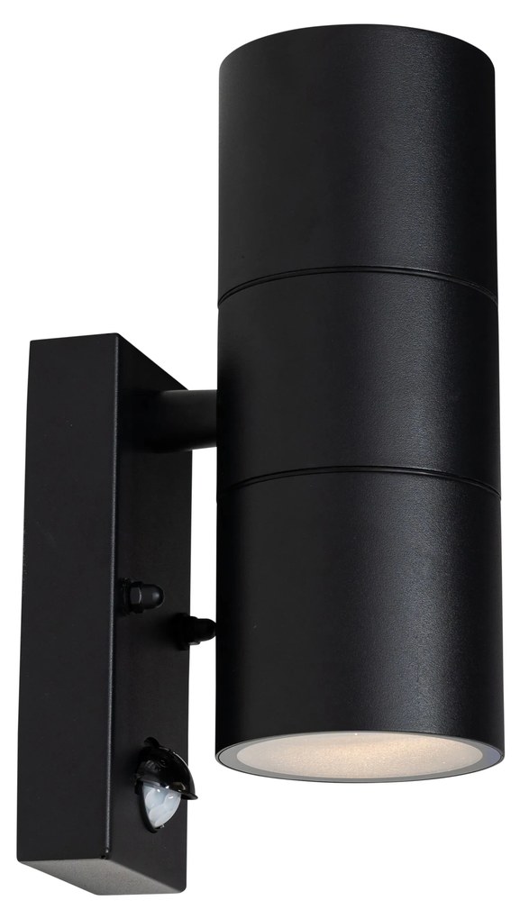 Candeeiro de parede exterior preto AR70 de 2 luzes com sensor de movimento - Duo Moderno