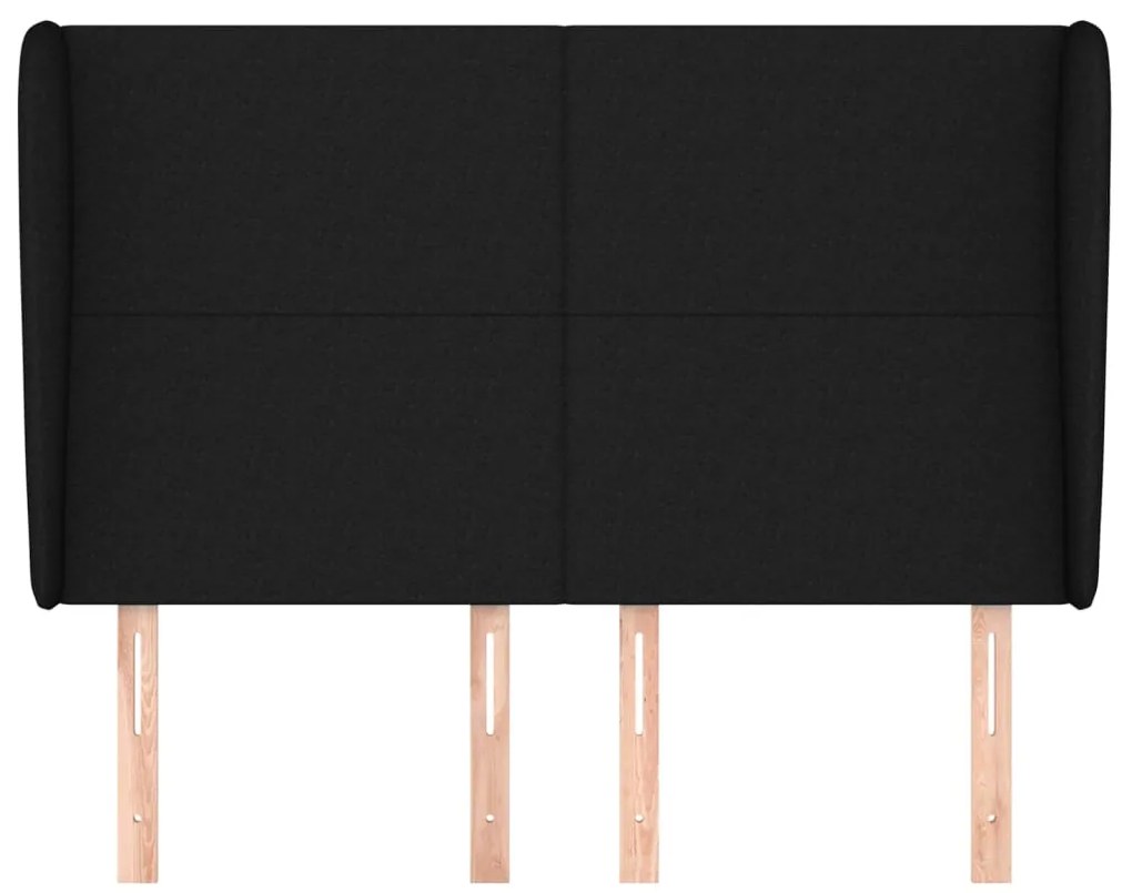 Cabeceira de cama c/ abas tecido 147x23x118/128 cm preto