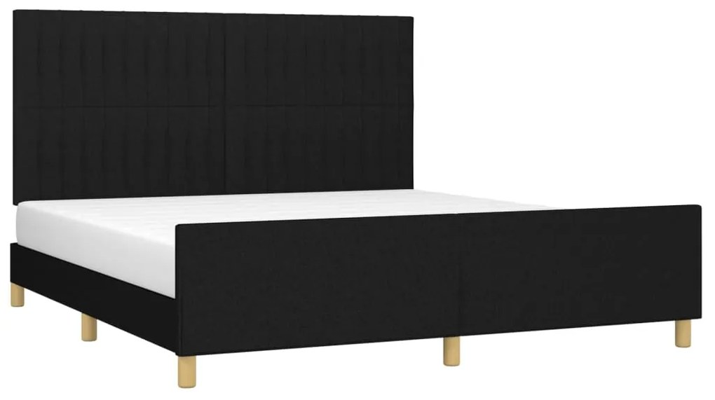 Estrutura de cama sem colchão 160x200 cm tecido preto