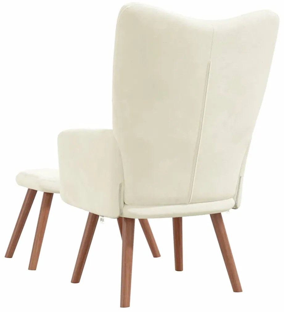 Cadeira de descanso com banco veludo branco nata